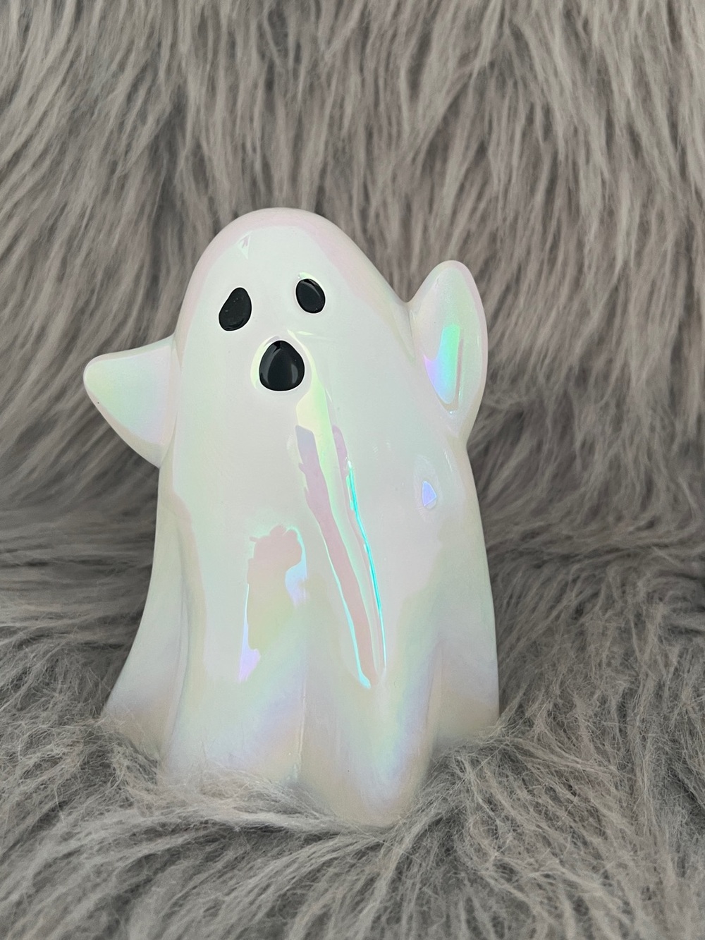 Target Iridescent White Ghost Figurine • HEAVY weight glass paperweight • NWT